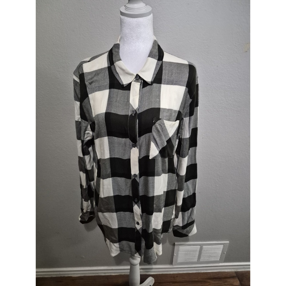 Rails Women's Hunter Plaid Rosemary Onyx Shirt Sz Large Classic‎ Grunge Preppy